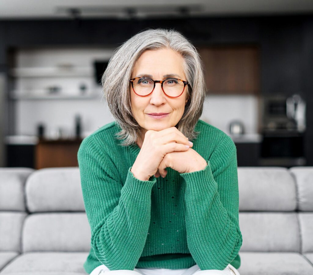 older woman with glasses